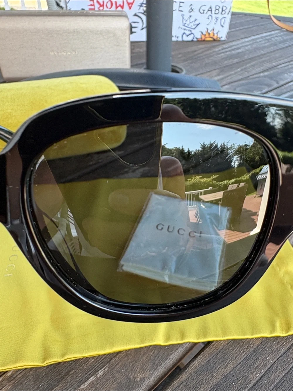 Gucci Black Oversized Square Sunglasses with Dark Lenses